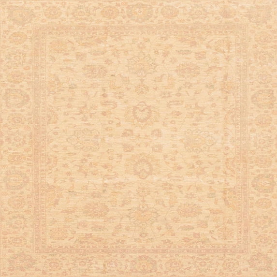 Ahgly Company Machine Washable Indoor Square Abstract Yellow Area Rugs, 8' Square