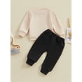 thumbnail image 4 of Hirigin Toddler Baby Girl Boy Fall Winter Clothes 6 12 18 Months 2T 3T Long Sleeve Funny Letters Sweatshirt Pullover Tops Pants Set, 4 of 8