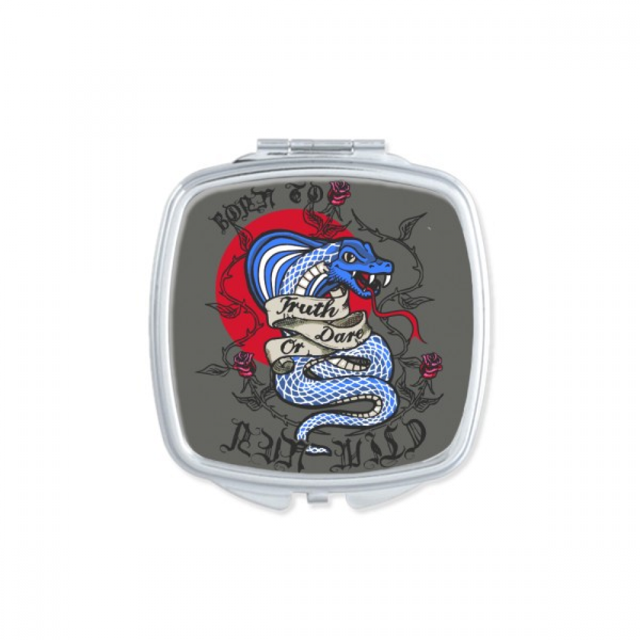 Animal Bite Snake Combination Pattern Square Mirror Portable Compact Pocket Makeup Double Sided Glass