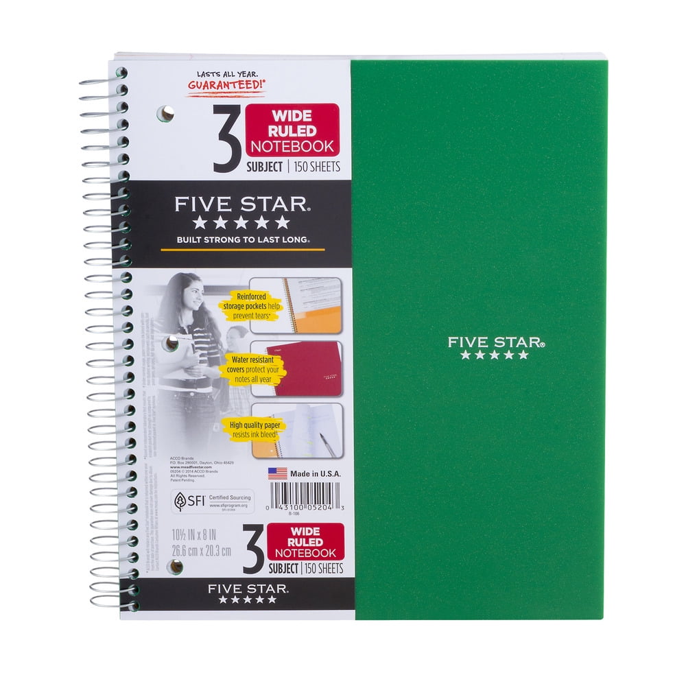 3 subject notebook