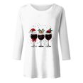 thumbnail image 4 of Fiaer Christmas T Shirts for Women V Neck Crew Neck Shine Glass Holiday Tee 3/4 Sleeve Fall Loose Fit Plus Size Fashion Casual Xmas Tops White2 XXL, 4 of 4