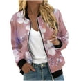 thumbnail image 2 of VINUSLI Womens Casual Floral Zip Up Bomber Jacket,Women's Bomber Jacket Floral Zipper Fall Coat Long Sleeve Windbreaker Lightweight Loose Fall Jackets with Pockets Multicolor,L, 2 of 5