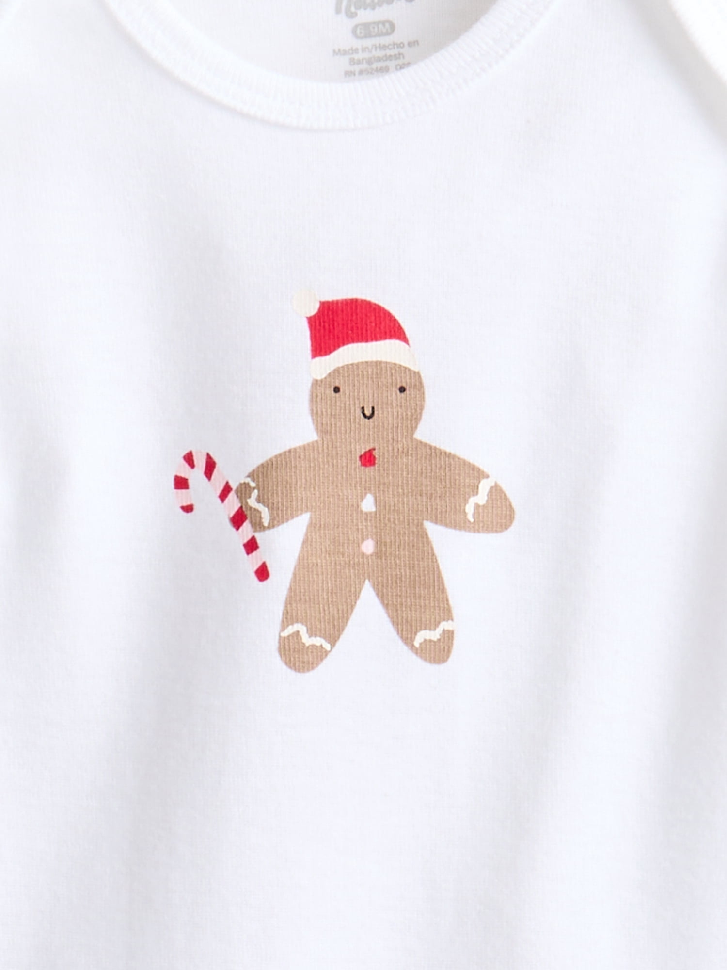 Wonder Nation Baby Girls’ Cotton Holiday Graphic Bodysuit with Long Sleeves, Sizes 0M-24M