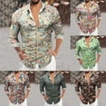 thumbnail image 5 of Hpapadks Mens Shirt Long Sleeve Floral Print Business Button Lapel Leisure Blouses Loose Mens Dress Shirt Green L, 5 of 5
