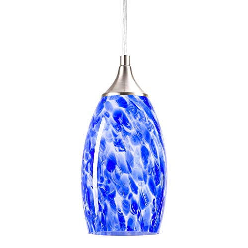 Nalati 1 Light Pendant Light Art Glass Hanging Light With Brushed Nickel Finish For Kitchen
