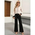thumbnail image 4 of Womens Dressy Casual V Neck Color Block Business Casual Long Sleeve Blouses Fall Trendy Clothes  XXL, 4 of 8