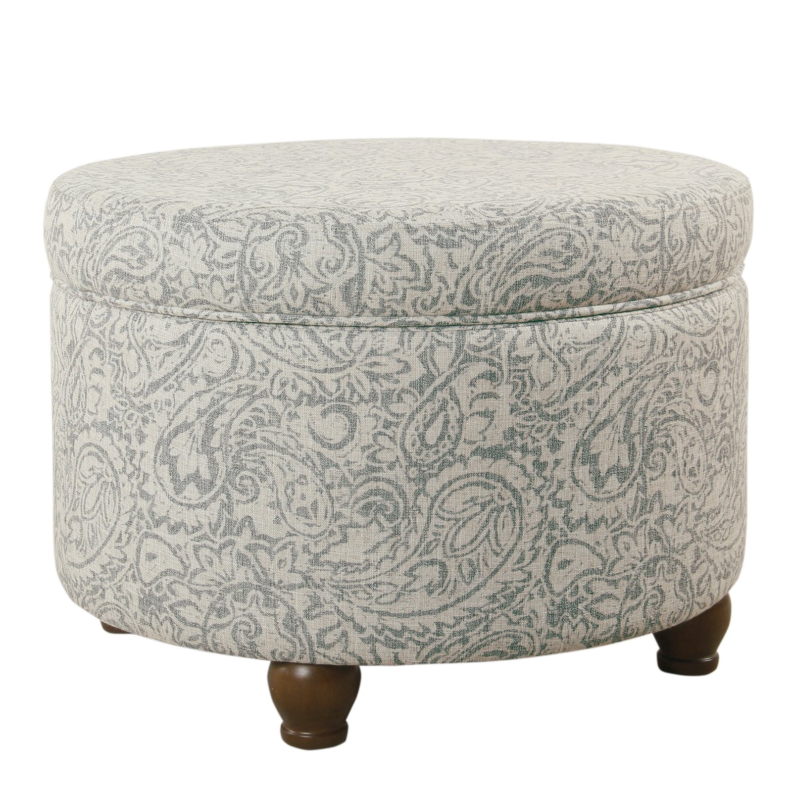 HomePop Storage Ottoman, Gray Floral