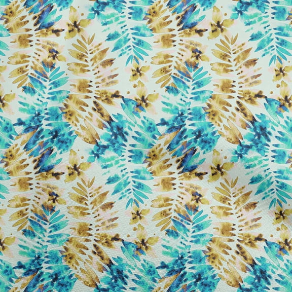 oneOone Silk Tabby Gold Fabric Leaves Fabric For Sewing Printed Craft Fabric By The Yard 42 Inch Wide