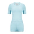 thumbnail image 6 of MSJUHEG Womens Short Sets Linen Set Women Loungewear Sets Woman Womens 2 Piece Outfits Summer Summer Outfits for Women 2025 Summer Sets Womens Pajama Sets Shorts Light Blue L, 6 of 6