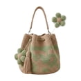 thumbnail image 2 of HOZVOMI Handmade Crochet Flower Bucket Bag, Knit Boho Shoulder Tote Handbag with Floral Charm Tassel, Large Capacity Portable Knitted Crossbody Purse for Women Work Daily Beach, 2 of 6