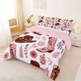 thumbnail image 2 of Homewish Western Cowgirl Hat Boots Queen Comforter Set,Pink Flowers Comforter Sets Queen,Pink Reversible,3-Piece,1 Comforter and 2 Pillowcases, 2 of 7