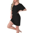 thumbnail image 4 of INSPIRE CHIC Women's Nightgowns Soft Ruffled Sleepwear Short Sleeve Sleep Shirt Short Nightshirt with Bow-Knot S Black, 4 of 6