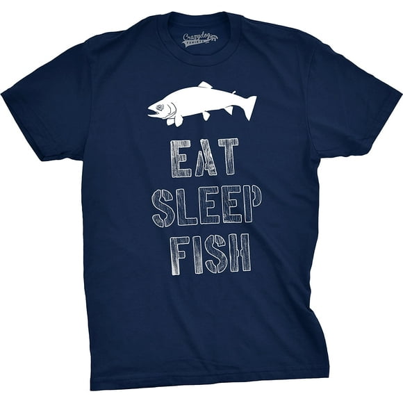 Mens Eat Sleep Fish T Shirt Funny Sarcastic Novelty Fishing Lover Gift for Dad
