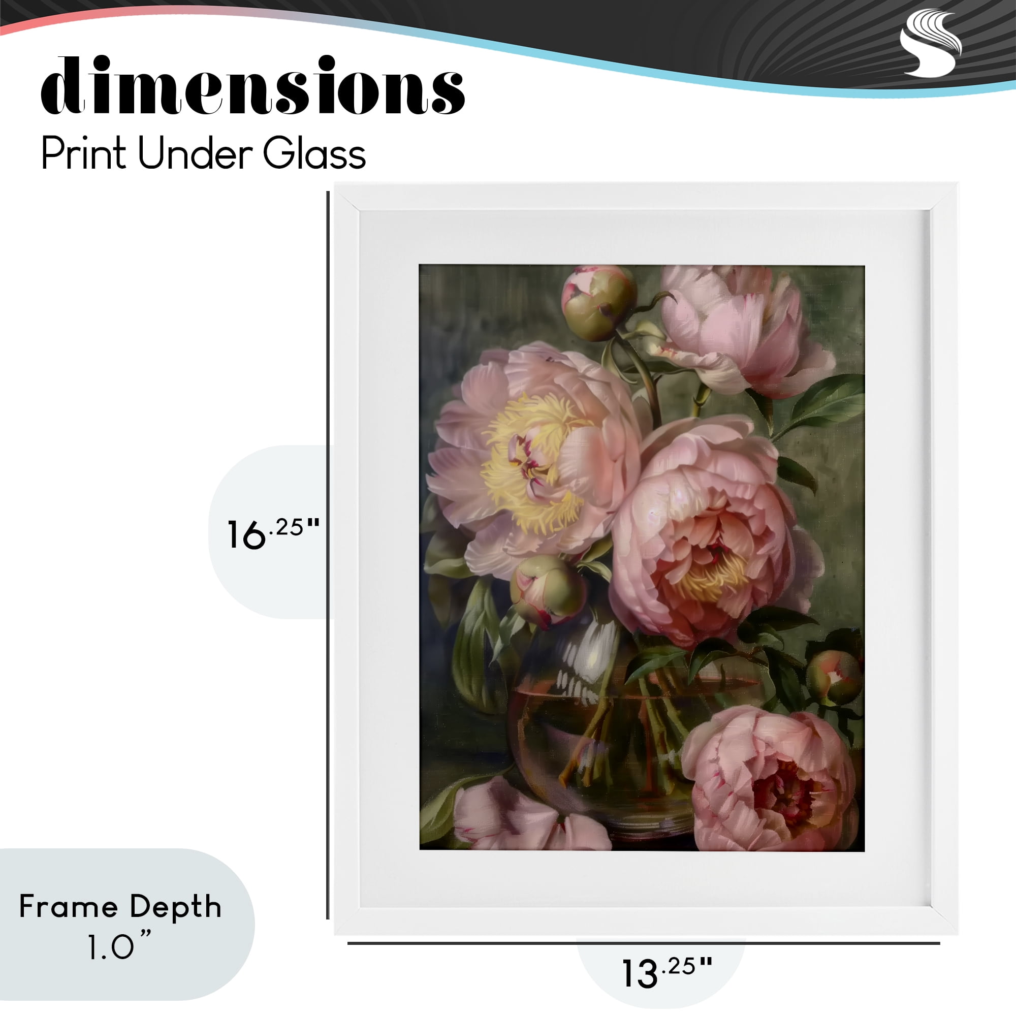 Stupell Industries Pink Peonies in Glass Vase White Framed Print Under Glass, design by LSR Design Studio