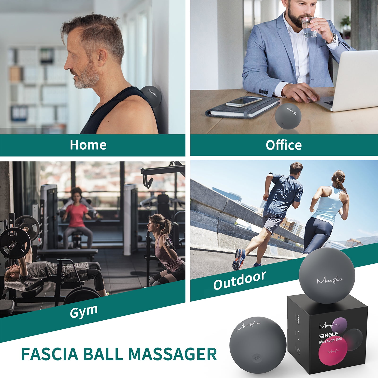 Maxgia 3" Single Massage Ball, 5 Speeds Vibrating Massage Ball Roller for Trigger Point Therapy, Deep Tissue Massager for Back, Neck, Foot, Myofascial Release, Pain Relief, Muscle Recovery, Gray