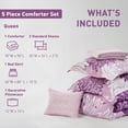 thumbnail image 5 of Regency Heights Queen Size Comforter Set, 5-Piece Floral Bedding Set for All Season, Purple Comforter Set Queen with Bed Skirt, 5 of 10