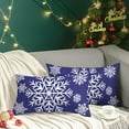 thumbnail image 2 of Christmas Throw Pillow Covers Decorative 20 X 12 Inches Pack of 2 Cozy Fleece Snowflakes Cushion Cases for Couch Sofa Bed Living Room Navy Blue, 2 of 6