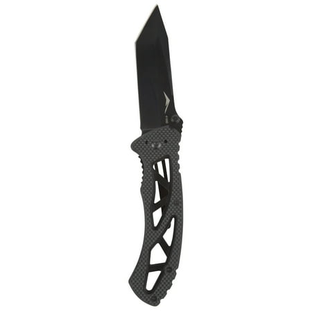 Black Fine Blade - BOUNDARY 41900 EXO-Frame Tanto Point Folding Knife with Black Oxide 3.25-Inch 440 Stainless Fine Edge Blade