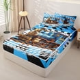 thumbnail image 2 of Castle Fairy Cool Steam Train Zipper Twin Comforter Sets with Fitted Sheet and 2 Pillowcases for Boys,Retro Locomotive Graphic Zipper Bedding Set for Bedroom,Blue,4-Piece,Black Reversible, 2 of 6