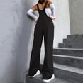 thumbnail image 4 of Women's Wide Leg Overalls Loose Casual Bib Jumpsuit Adjustable Strap Pockets, 4 of 8