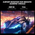 thumbnail image 3 of KOORUI 27" Gaming Monitor, FHD 1080p, 240Hz, FreeSync, HDMI/DP, Frameless, Wall-Mountable, Black, GN02, 3 of 6