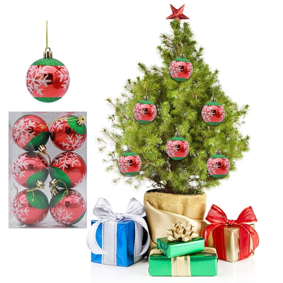 Dreisshy 6Pcs Christmas Tree Balls Ornaments for Christmas Tree, Shatterproof Christmas Tree Decorations Hanging Ball for Holiday Wedding Party Christmas Decorations, D