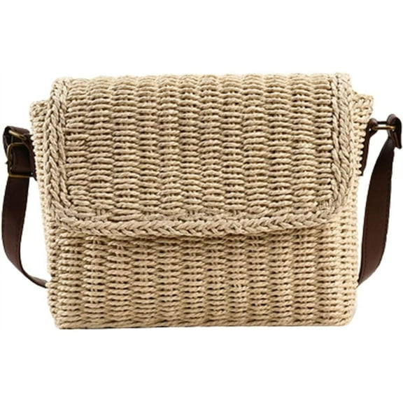 Kukuzhu Straw Crossbody Bags for Women, Summer Straw Beach Bag Handmade Woven Straw Purses and Handbags for Vacation Travel