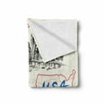 thumbnail image 2 of American Soft Flannel Fleece Blanket, Hand Drawn USA Map Nostalgic Landscapes Skyscrapers Cowboy with Horse Metropolis, Cozy Plush for Indoor and Outdoor Use, 70" x 90", Black White, by Ambesonne, 2 of 6