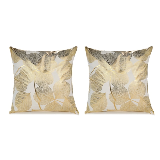 Funda de almohada blanca de 18x 18 ", traje de 2 piezas, funda de almohada decorativa de sujeción blanca y dorada, funda de cojín para sofá, decoración del hogar, juego de funda de almohada para sala