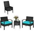 thumbnail image 4 of Costway 3PCS Patio Rattan Furniture Set Storage Table Cushioned Sofa Turquoise, 4 of 10