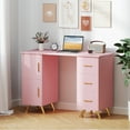 thumbnail image 4 of Gymax Manicure Table Nail Desk w/ Drawers Wrist Rest Metal Legs Nail Tech Station Pink, 4 of 10