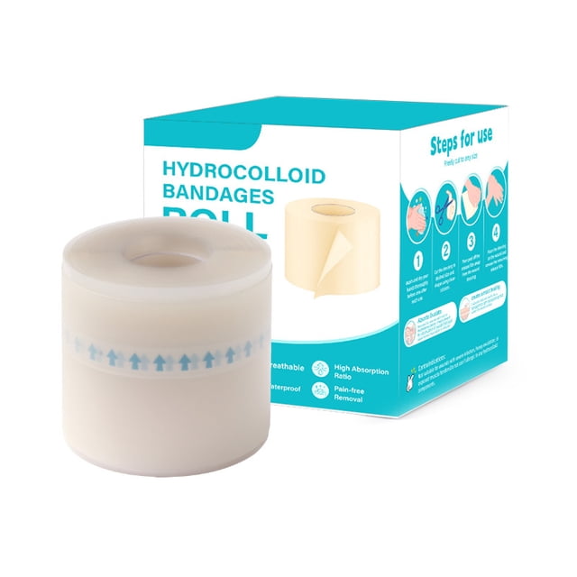 Rollo de apósito hidrocoloide, parche natural para granos, rollo hidrocoloide de 5 cm x 2 m, rollo de parche para granos, para todo tipo de piel, para granos, cortes, dedos de los pies, cara, etc.
