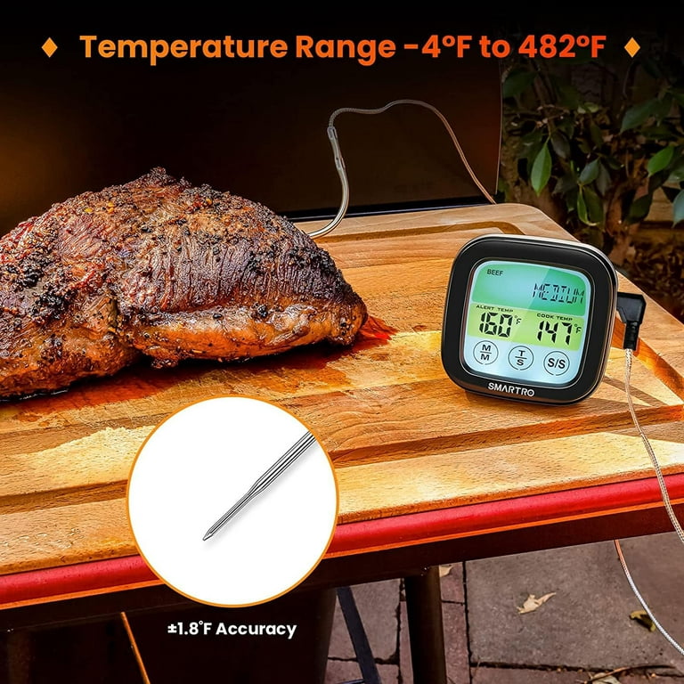 SMARTRO X50 Digital Wireless Meat Thermometer 4 Probes, 500ft Food Temp  Monitoring Range for BBQ Grilling Smoker & Kitchen Cooking with Smart Alarm