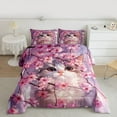 thumbnail image 2 of Homewish Cherry Blossom Full Size Comforter Sets,Cute Pet Cat Bedding Comforter Set,Pink Sakura Bedding Sets For Girl,Luxury Bedroom Decor Reversible,3pcs, 2 of 8