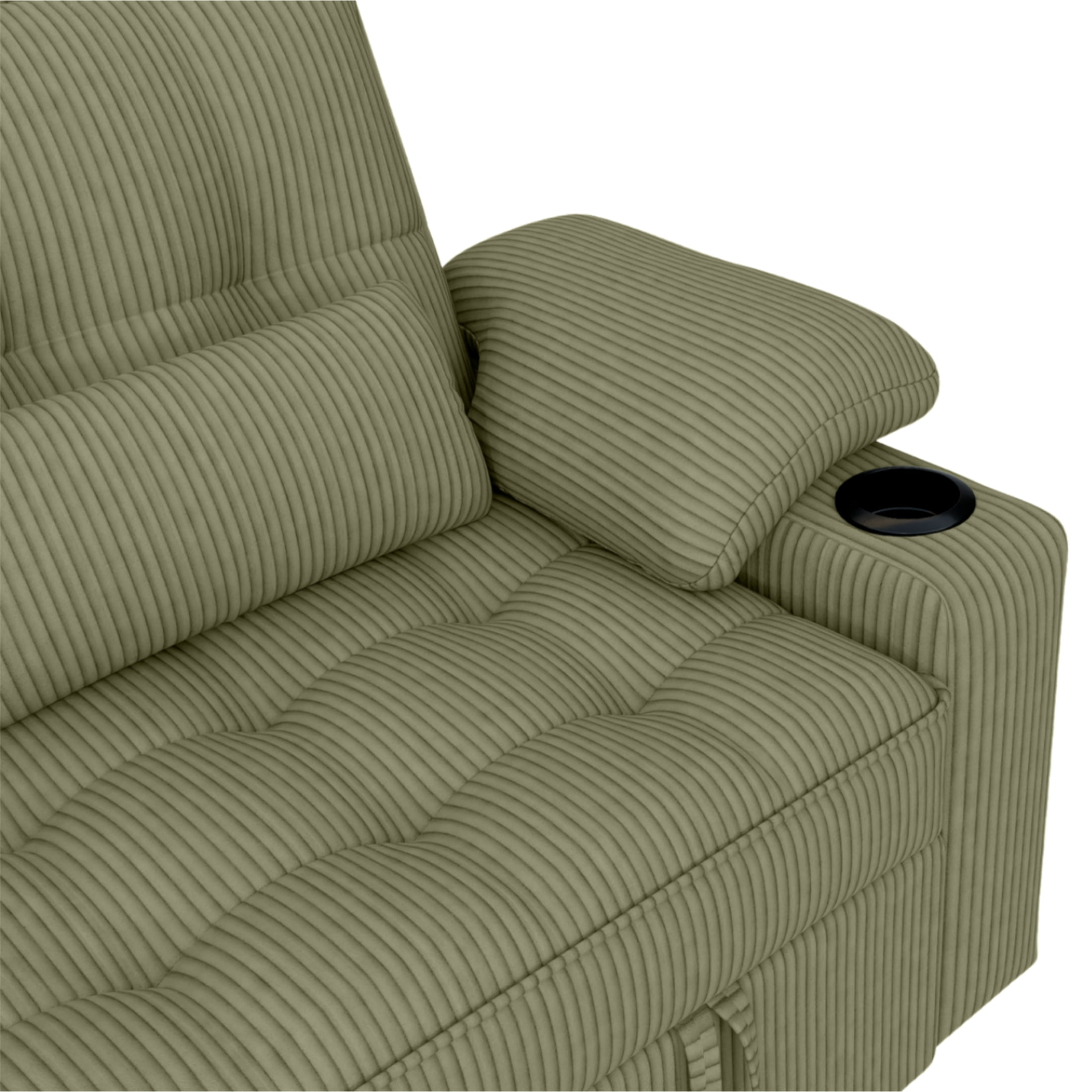 Vinform 3 in 1 Sleeper Sofa Bed, 58" Convertible Loveseat with Foldable Side Tray Table, USB Ports and Cup Holders for Apartments, Corduroy, Green