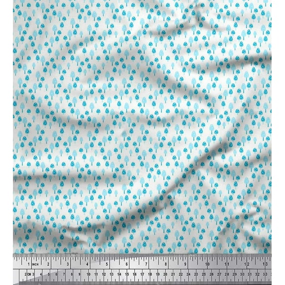 Soimoi Poly Georgette Fabric Tree Shirting Printed Fabric 1 Yard 42 Inch Wide