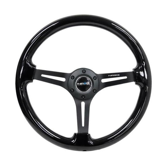NRG RST-018BK-BK Reinforced Steering Wood Wheel with Spoke & Center Mark, Matte Black
