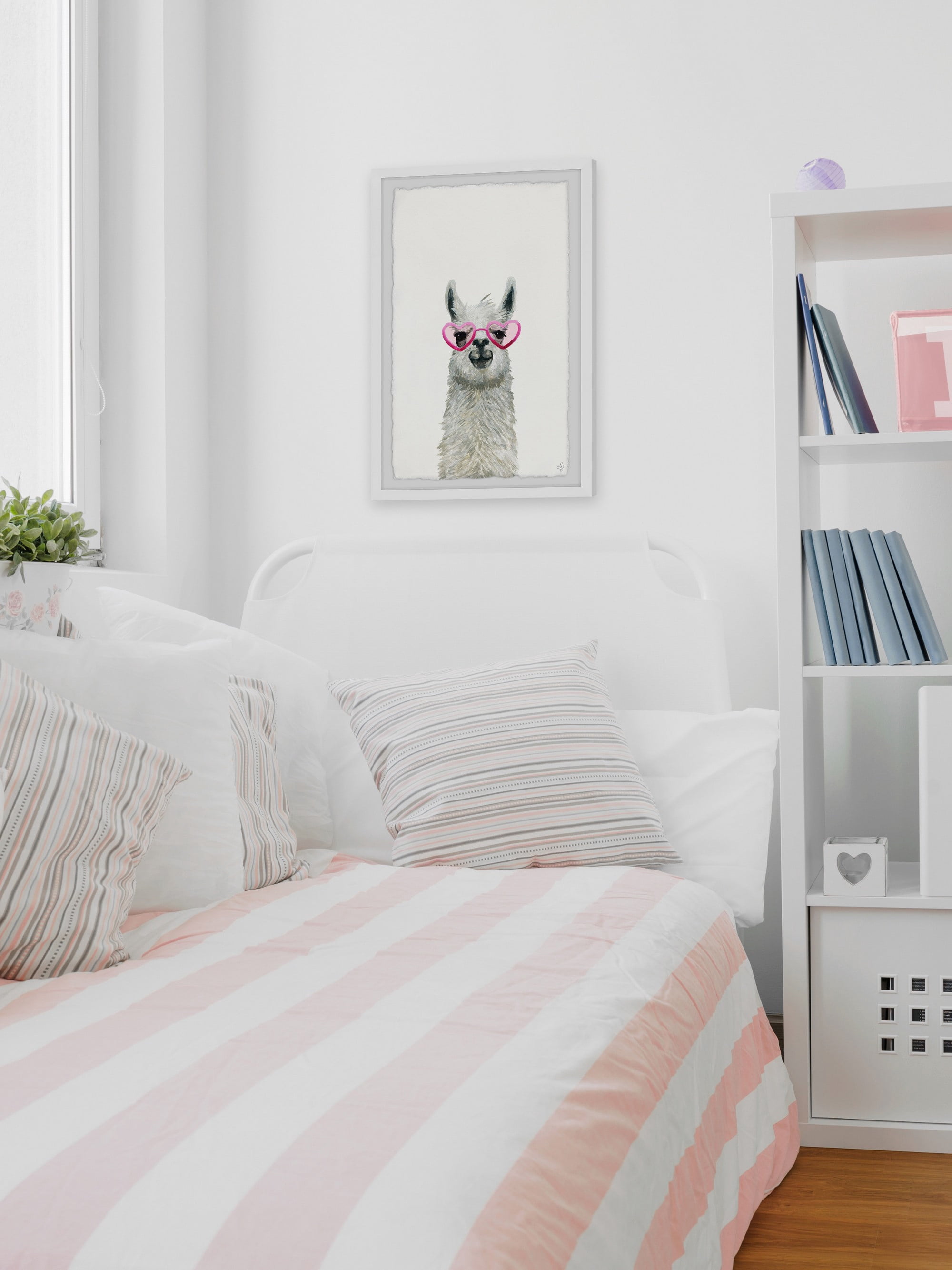 Marmont Hill Pink Trendy Llama Framed Wall Art