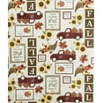 thumbnail image 3 of Serafina Home Fall Farmhouse Decor Flannel Vinyl Tablecloth: Colorful Pictorial Farm Truck Sunflowers Cornucopia Pumpkins Harvest Greetings 60", 3 of 4