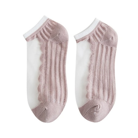 Rovga Tulle Pearl Summer Socks Women Transparent Lace Elastic Ultra Thin Silk Stockings Short Women Nylon Socks