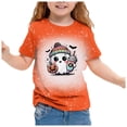 thumbnail image 1 of Hfolob Hauts pour Filles Enfants Halloween Mignon Imprimé Col Rond Manches Courtes T-Shirt Décontracté Haut T-Shirts Enfants, 1 of 4