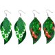 thumbnail image 1 of Pendientes de piel sintética para el Día de San Patricio para mujer y niña, con diseño de trébol, ligeros, de cuero en capas, con sombrero verde y hojas de pétalos., 1 of 5