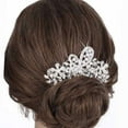 thumbnail image 3 of Pearl Bride Wedding Hair Comb Silver Crystal Bridal Hair Clip Rhinestone Hair Piece Decorative Wedding Hair Accessories for Women and Girls, 3 of 4