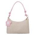 thumbnail image 2 of Bolsa de paja de verano para mujer, correa de PU, tejidas con flores para las axilas para el trabajo (rosa) Likrtyny Para Estrenar, 2 of 2