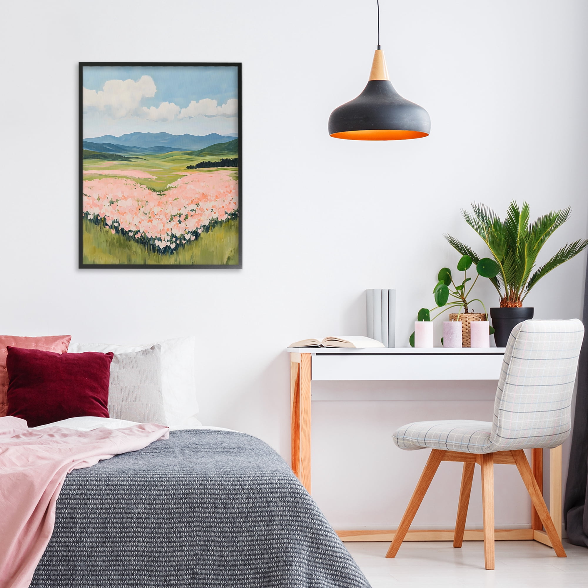 Stupell Industries Heart Shaped Flower Field Black Framed Giclee Art, design by The Prints Vibe