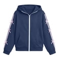 thumbnail image 7 of Girls Cute Hooded Jacket Full Zip Soft Fleece Bow Long Sleeve Sweatshirt Coat with Side Pockets Casual Daily Outwear Tops Navy Boy Oversized Hoodies 6-7Y, 7 of 7