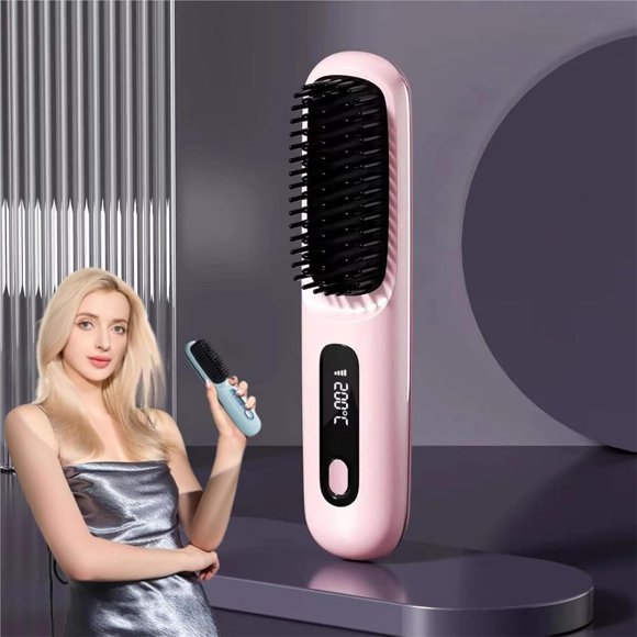 Numoya Brosse Go Pro, Brosse Lissante Portable - Gobrush Pro, Conception 3-en-1, Sans Fil, Rose