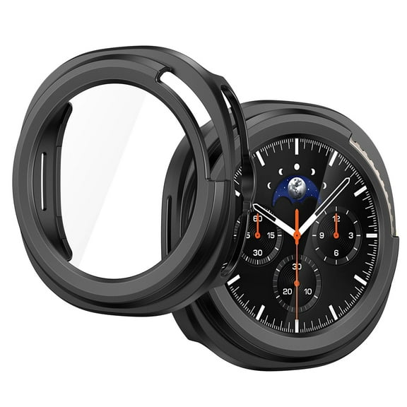 ASTRAEA For Samsung Galaxy Watch 8 Classic 46mm Screen Protector, HD Tempered Glass Screen Protector Full Coverage Hard PC Bumper for Galaxy Watch 8 46mm, Black