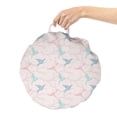 thumbnail image 2 of Birds Round Floor Cushion with Handle, Flying Bird Branches Zentangle Motifs in Pastel Colors Illustration, Decorative Pillow for Living Room & Dorms, 18" Round, Pale Rose Pale Seafoam, by Ambesonne, 2 of 4