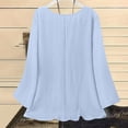 thumbnail image 5 of Women Cotton Linen Shirts Casual Basic Crewneck Long Sleeve Pullover Tshirts Trendy Loose Fit Comfy Soft Solid Color Tops, 5 of 6